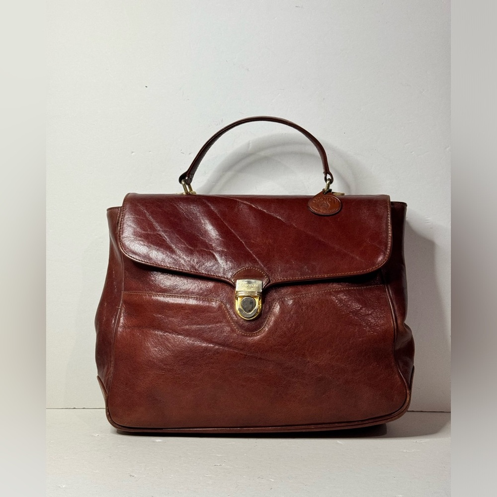 Oroton Australian Cowhide Chestnut Color Top Handle Satchel, Classy